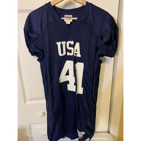 Riddell USA 41 Football Practice Jersey Men's Size L Blue White team USA - Picture 4 of 8
